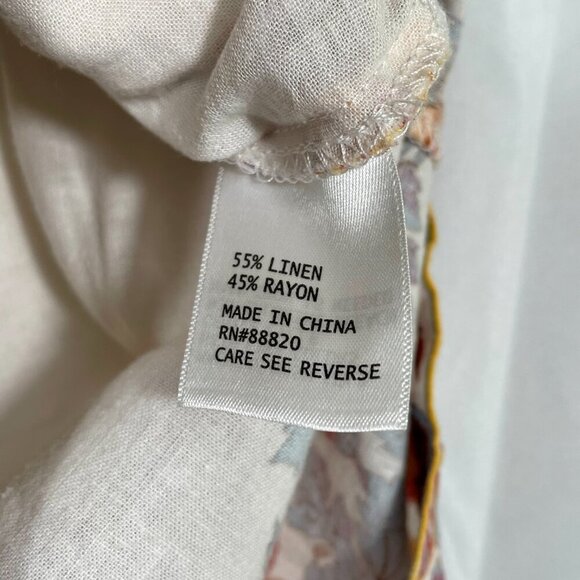 Rachel Zoe Linen Blend Shorts Elastic Waist Pockets Ivory Floral Womens Size M - Picture 8 of 10